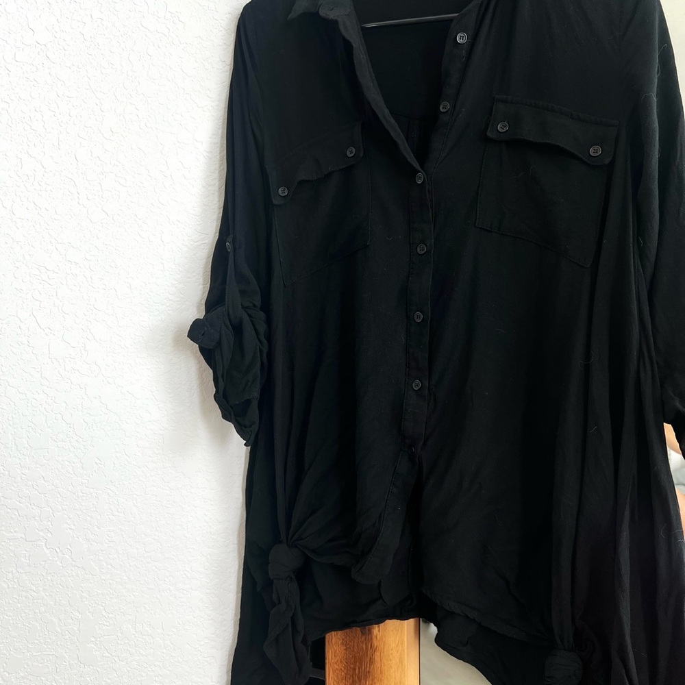 Giddy Up Glamour Black Button-Down Blouse